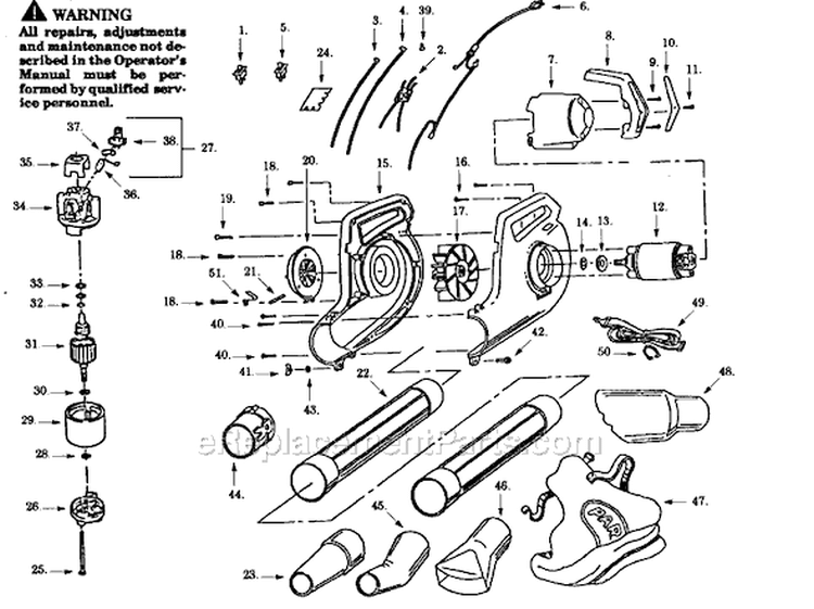 Page A Diagram and Parts List for PB300-00  Paramount Leaf Blower / Vacuum