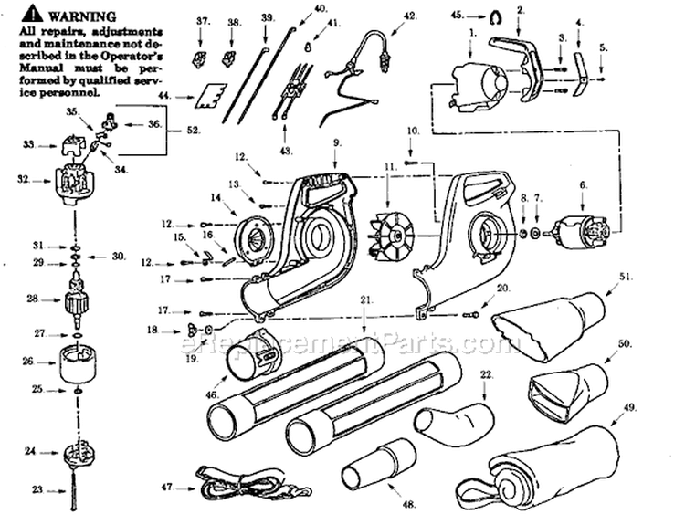 Page A Diagram and Parts List for PB300-01  Paramount Leaf Blower / Vacuum