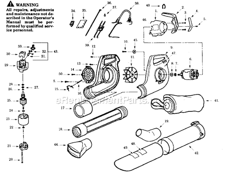 Page A Diagram and Parts List for PB330PC  Paramount Leaf Blower / Vacuum