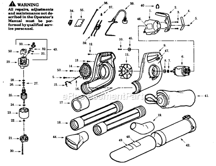Page A Diagram and Parts List for PB350-00  Paramount Leaf Blower / Vacuum