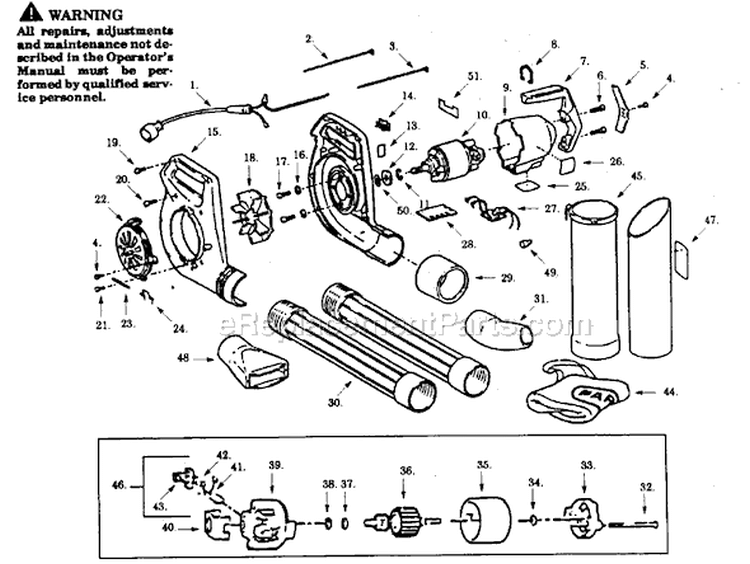 Page A Diagram and Parts List for PB350-01  Paramount Leaf Blower / Vacuum