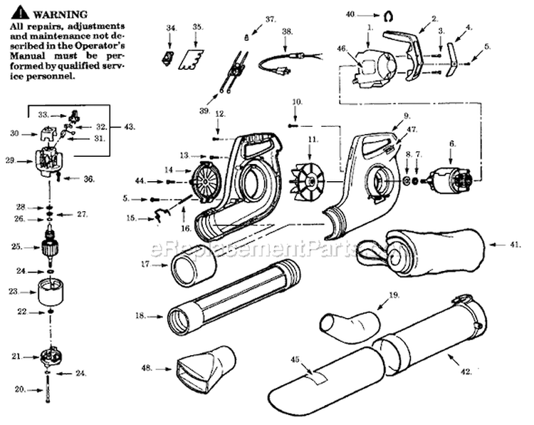 Page A Diagram and Parts List for PB356  Paramount Leaf Blower / Vacuum