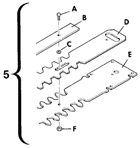 Blade Assembly Diagram and Parts List for HT1700-00  Paramount Hedge Trimmer