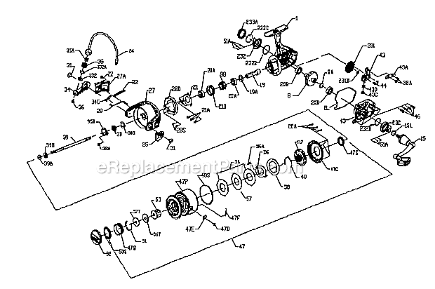 Page A Diagram and Parts List for SSV4500  Penn Spinning Reels