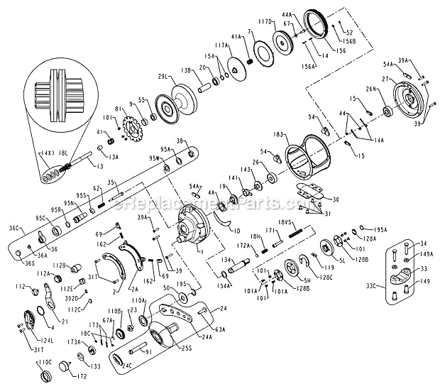 Page A Diagram and Parts List for 12VSX  Penn Conventional Reels