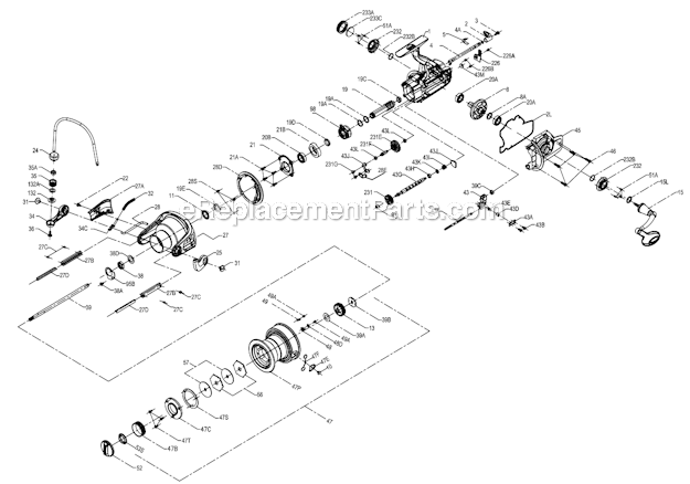 Page A Diagram and Parts List for SSV7500LC  Penn Spinning Reels