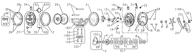 Page A Diagram and Parts List for 113L2  Penn Conventional Reels