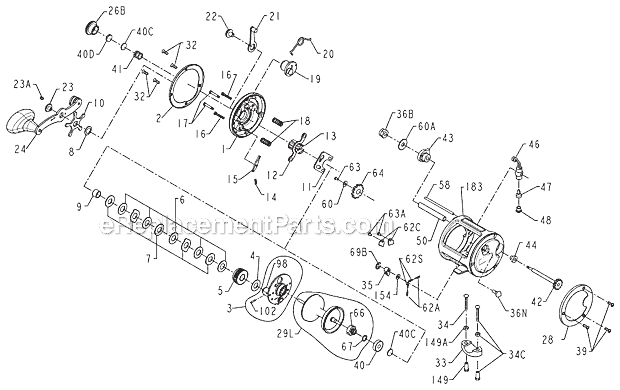 Page A Diagram and Parts List for 321GTI  Penn Conventional Reels