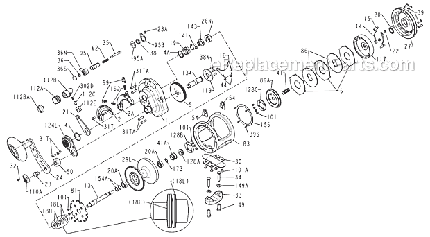 Page A Diagram and Parts List for TRQ300LD  Penn Conventional Reels