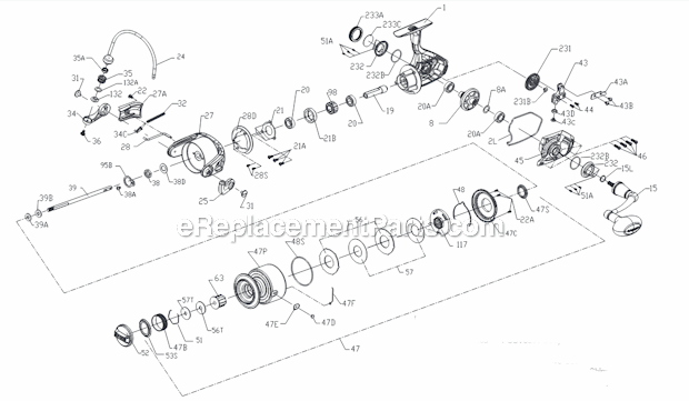 Page A Diagram and Parts List for SSV6500  Penn Spinning Reels