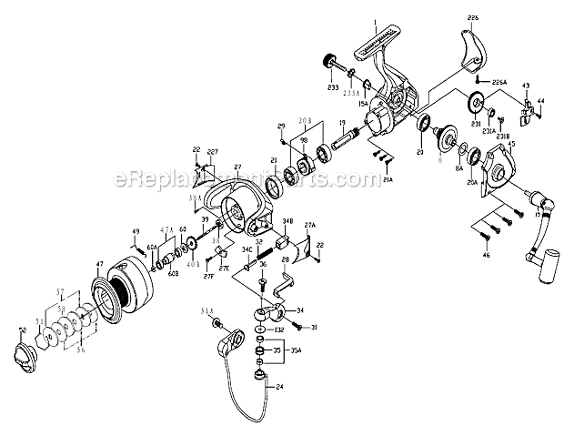 Page A Diagram and Parts List for CV6000  Penn Spinning Reels