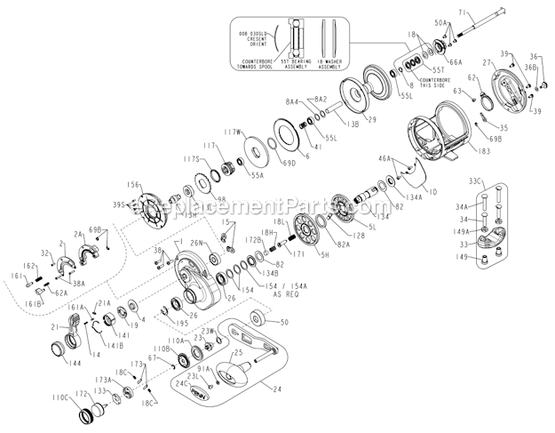 Page A Diagram and Parts List for TRQ15LD2  Penn Conventional Reels