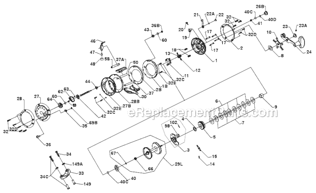 Page A Diagram and Parts List for 230GTO  Penn Conventional Reels