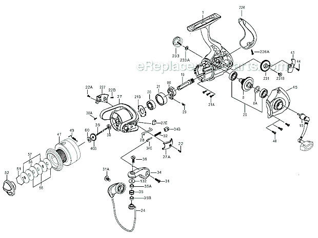 Page A Diagram and Parts List for SV6000  Penn Spinning Reels
