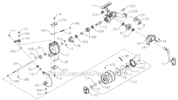 Page A Diagram and Parts List for 460  Penn Spinning Reels