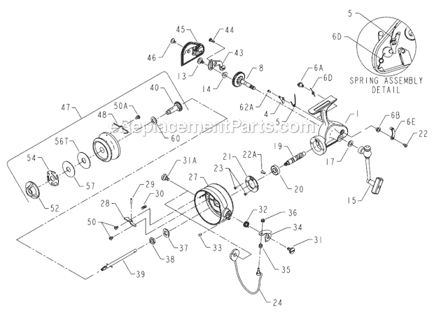 Page A Diagram and Parts List for 714Z  Penn Spinning Reels