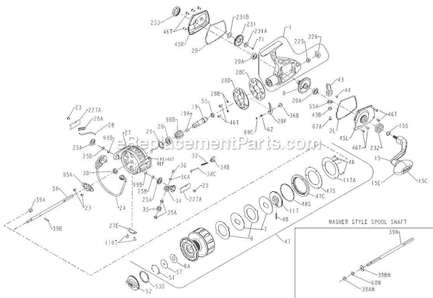 Page A Diagram and Parts List for TRQS9E-B  Penn Spinning Reels