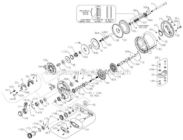 Page A Diagram and Parts List for TRQ40NLD2  Penn Conventional Reels