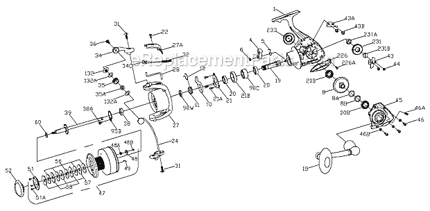 Page A Diagram and Parts List for 8000  Penn Spinning Reels