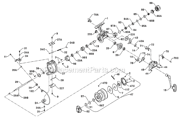 Page A Diagram and Parts List for 5600L  Penn Spinning Reels