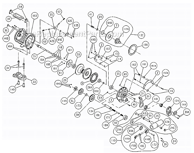 Page A Diagram and Parts List for GLD20II 10KG Penn Conventional Reels