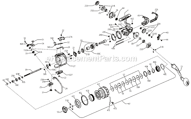 Page A Diagram and Parts List for CQ7000  Penn Spinning Reels