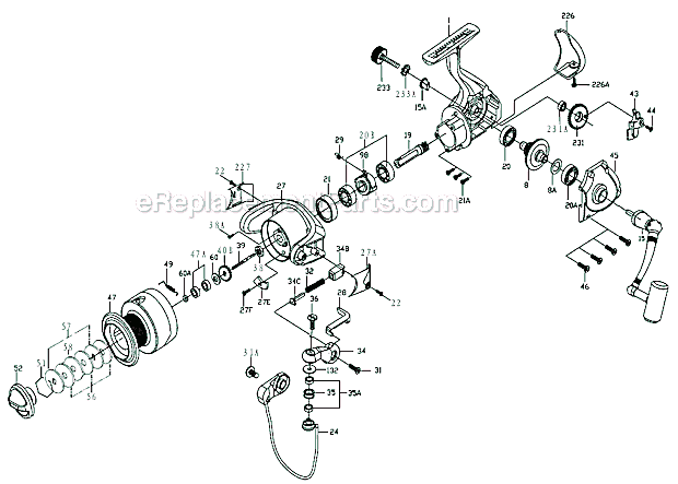 Page A Diagram and Parts List for CV4000  Penn Spinning Reels