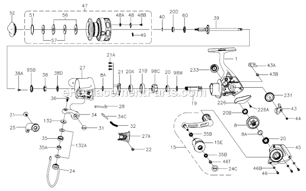 Page A Diagram and Parts List for CFT4000  Penn Spinning Reels