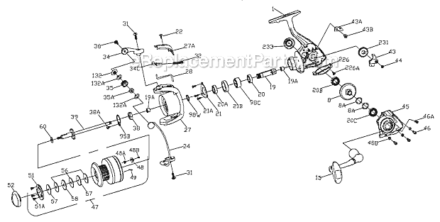 Page A Diagram and Parts List for 4000  Penn Spinning Reels