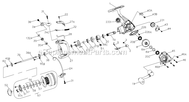 Page A Diagram and Parts List for FRC1000  Penn Spinning Reels