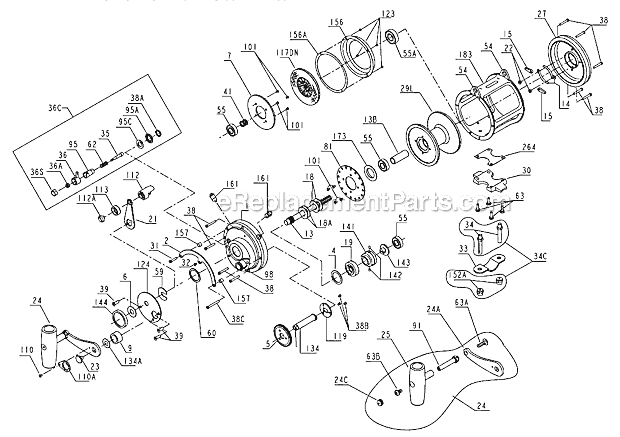 Page A Diagram and Parts List for 50T  Penn Conventional Reels