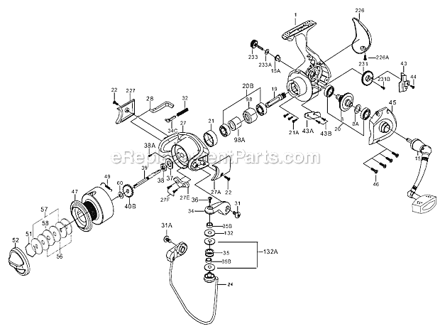 Page A Diagram and Parts List for SV8000  Penn Spinning Reels