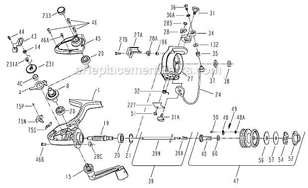 Page A Diagram and Parts List for 4300SS  Penn Spinning Reels