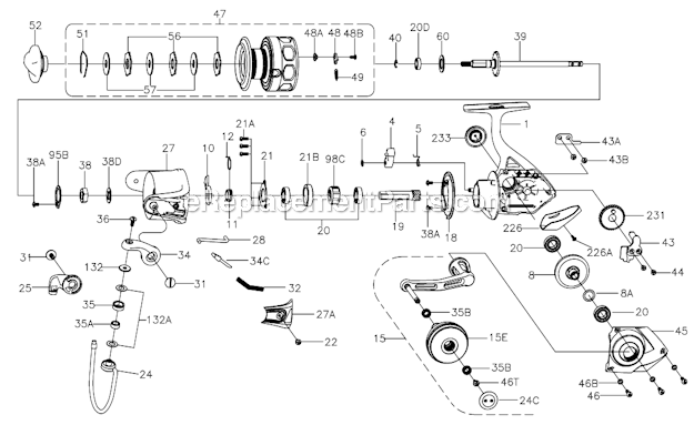 Page A Diagram and Parts List for CFT6000  Penn Spinning Reels