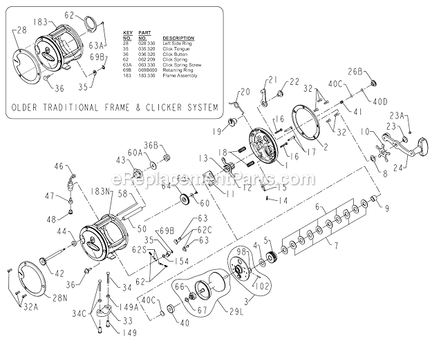 Page A Diagram and Parts List for 330GTI  Penn Conventional Reels