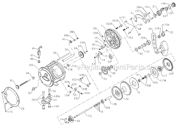 Page A Diagram and Parts List for 330LD  Penn Conventional Reels