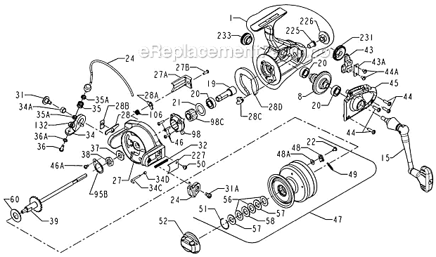 Page A Diagram and Parts List for 550SSG  Penn Spinning Reels