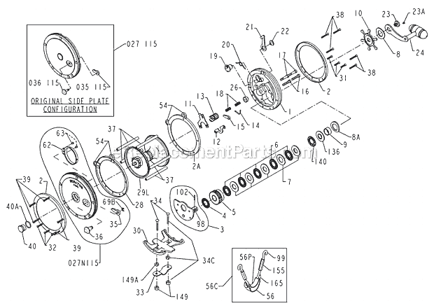 Page A Diagram and Parts List for 115L  Penn Conventional Reels