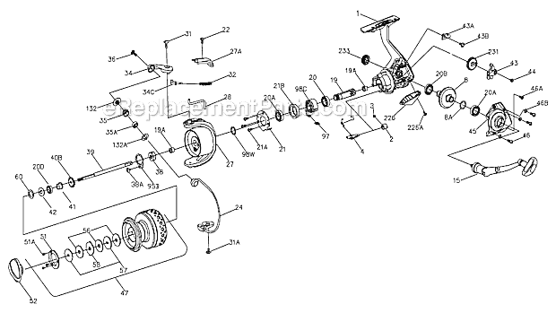 Page A Diagram and Parts List for BTL2000  Penn Spinning Reels