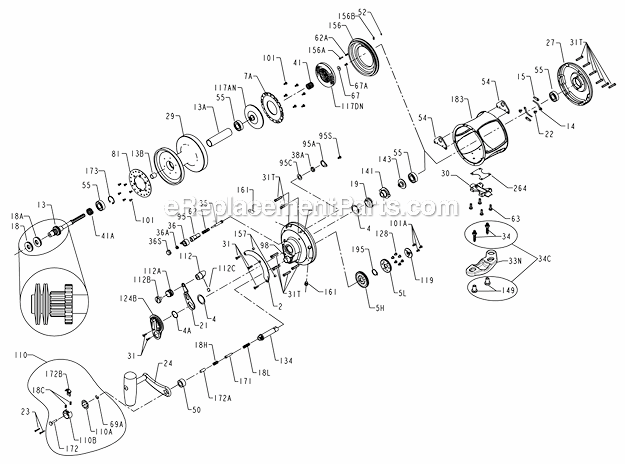 Page A Diagram and Parts List for 70VSL  Penn Conventional Reels