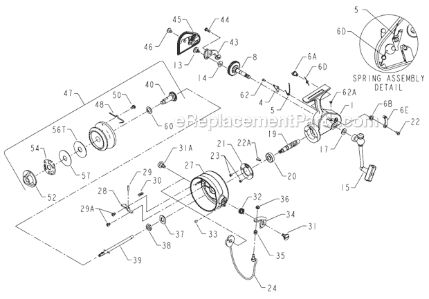 Page A Diagram and Parts List for 716Z  Penn Spinning Reels