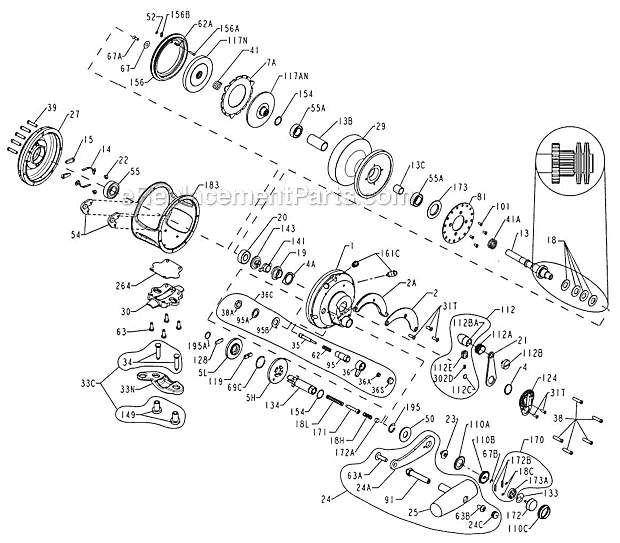 Page A Diagram and Parts List for 30VSX  Penn Conventional Reels