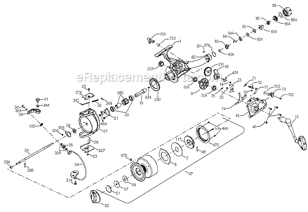 Page A Diagram and Parts List for 760L  Penn Spinning Reels