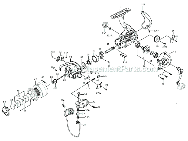 Page A Diagram and Parts List for SV5000  Penn Spinning Reels