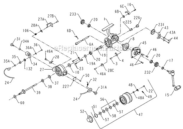 Page A Diagram and Parts List for 450SS  Penn Spinning Reels