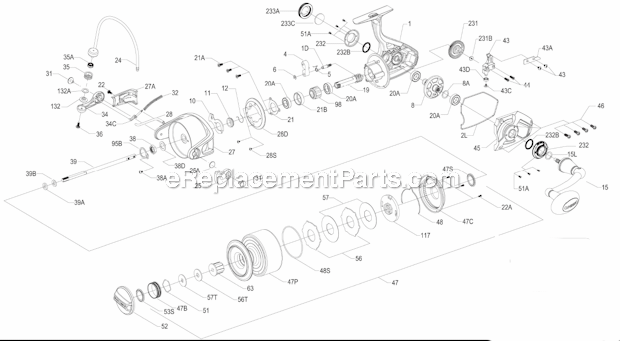 Page A Diagram and Parts List for SSV7500  Penn Spinning Reels
