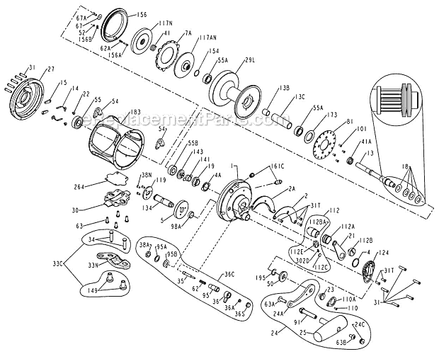 Page A Diagram and Parts List for 30VW  Penn Conventional Reels