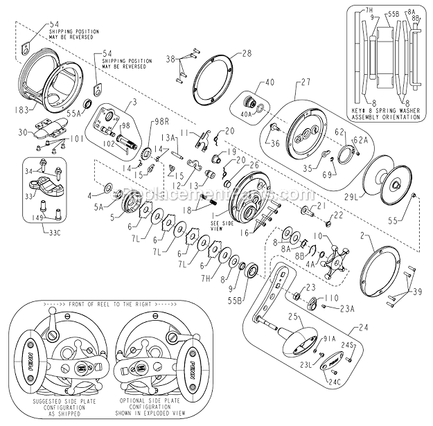 Page A Diagram and Parts List for US113  Penn Conventional Reels