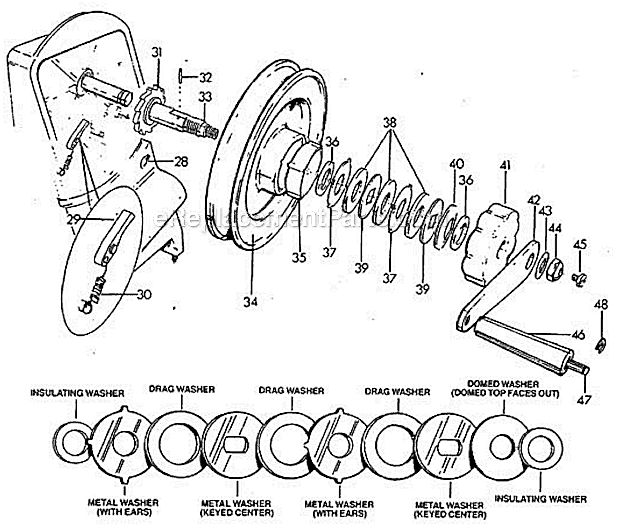 Drag Brake System Diagram and Parts List for 600SERIES  Penn Conventional Reels