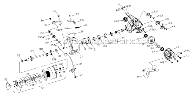 Page A Diagram and Parts List for FRC6000  Penn Spinning Reels